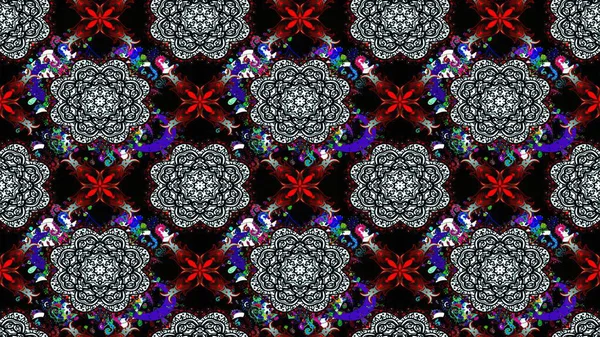 Raster Modaya uygun kumaş deseni. Düz Çiçek Elementleri Tasarımı. Renkli Bahar Teması eskiz kalıbı. Siyah renkli şirin çiçek deseni.