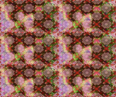 Renkli Bahar Temalı Kusursuz Arkaplan. Kahverengi ve nötr renklerde çiçekler. Düz Çiçek Elementleri Tasarımı. Sevimli çiçek raster deseni.