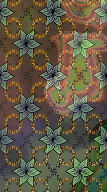 Düz Çiçek Elementleri Tasarım Raster illüstrasyonu. Kahverengi renkli çiçekler. Renkli Bahar temalı eskiz kalıbı. Çiçekli çiçek deseni, suluboya..