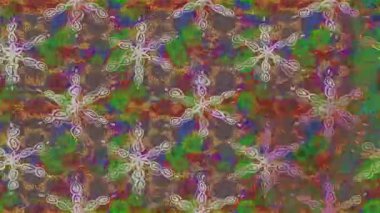 Renkli unsurlarla hareketli arka plan görüntüleri. Çiçekler. Eski model. Bayrak tarzı. Video kaydı. Şablon. Döngü. Kusursuz..