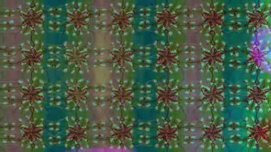 Renkli unsurlarla hareketli arka plan görüntüleri. Çiçekler. Eski model. Bayrak tarzı. Video kaydı. Şablon. Döngü. Kusursuz..