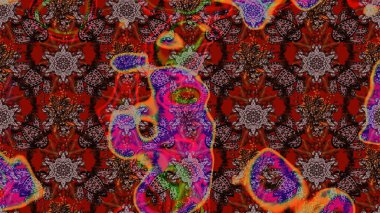 Düz Çiçek Elementleri Tasarımı. Renkli Yaz Temalı eskiz kalıbı. Sevimli çiçek raster deseni. Kahverengi ve kırmızı renkte çiçekler.