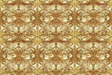 Şam, tasarım için kusursuz desen. Bej, kahverengi ve sarı renklerde altın elementlerle pürüzsüz desen.