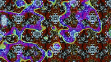 Raster illustration. Flower sketch on blue and brown colors. Flourish ornamental spring garden texture. Floral pattern. Flowers on blue and brown colors.