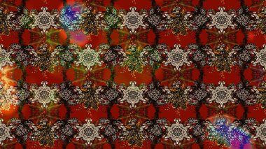 Raster illüstrasyonu. Çiçek arkaplan. Renkli çizim kalıbı. Çiçek duvar kâğıdı. Kahverengi ve kırmızı renkli şirin tekstil.