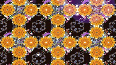 Küçük çaplı çiçeklerdeki basit şirin desenler. Tekstil veya kitap kapakları, imalat, duvar kağıtları, baskı, hediye paketi ve yapıştırma kitabı için çiçek eskizi geçmişi. Raster illüstrasyonu.