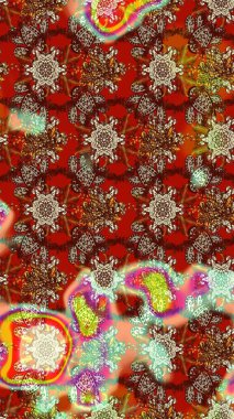 Kahverengi ve kırmızı renkte çiçekli çiçek deseni. Suluboya tarzında kahverengi ve kırmızı renkte çiçekler.