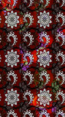 Siyah ve kırmızı renklerde yaprakları olan yabani çiçekler. Raster illüstrasyonu. Suluboya, elle çizilmiş. Taslak arkaplan deseni.