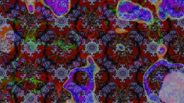 Çiçekli karalama şeklinde Raster çiçek deseni. Nazik, narin çiçek arkaplanı. Kahverengi ve mor renkte çiçekler.