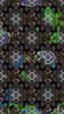 Gri ve siyah renkli çiçekler. Raster düz çiçek çizim deseni. Tasarım hediye paketi, tebrik kartları, posterler ve afiş tasarımı.