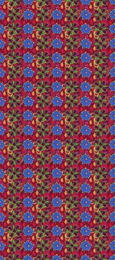 Gömlek baskısı için çiçek boyası. Kırmızı ve mor renkte çiçekler. Çiçeksiz desenli arka plan.