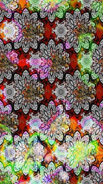 Sketch Colour Spring Theme eskiz kalıbı. Gri ve nötr renkte çiçekler. Sevimli çiçek raster deseni. Düz Çiçek Elementleri Tasarımı.