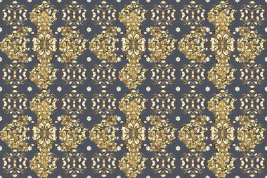 Doğulu süsü. Altın elementlerle mavi ve kahverengi renklerde altın desen. Kusursuz altın desen.