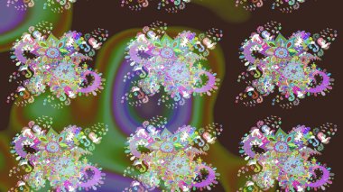 Raster illüstrasyonu. Suluboya, elle çizilmiş. Eskiz arkaplan modeli. Mor ve yeşil yapraklı yabani çiçekler.