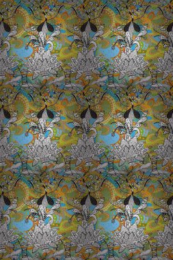 Kullanılabilir Tekstil, tebrik kartı, boyama kitabı, telefon durumda yazdırma için. Hint çiçek desenli madalyon desen. Raster kına dövme tarzı. Etnik Mandala süsleme.