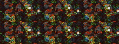 Renkli Yaz Temalı eskiz kalıbı. Gri ve kahverengi renkli çiçekler. Düz Çiçek Elementleri Tasarımı. Raster illüstrasyonunda çiçek deseni çizimi.