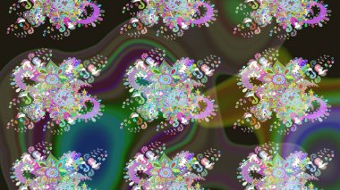 Çiçek desenli eskiz. Yeşil renkli çiçekler. Tişört baskısı için çiçek boyama rasteriName.