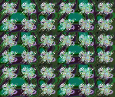 Moda baskıları için zarif bir şablon. Parlak renkli çiçekleri ve yeşil ve gri renkte yaprakları olan harika bir çiçek deseni. Modern çiçek arkaplanı. Halk stili.