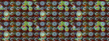 Çiçek deseni. Kahverengi ve nötr renklerde çiçekler. Raster illüstrasyonu. Şatafatlı bahar bahçesi dokusu. Kahverengi ve nötr renkler üzerine çiçek çizimi.