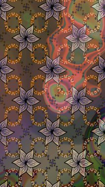 Raster deseni. Sanat, çiçeklere ilham verir ve arka plan bırakır. Kahverengi el çizimi. Karalama çiçekleri çizim deseni.