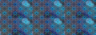 Raster illüstrasyonu. Şirin karalama çiçekleri olan kusursuz çiçek desenleri. El yapımı çiçek ve bitki koleksiyonu. Raster illüstrasyonu. Çizim biçimi mavi ve gri renklerde.