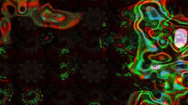 Küçük çiçekteki sevimli çiçek deseni. Siyah ve yeşil renkte çiçekler.