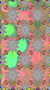 Küçük çiçekli kusursuz yay deseni. Raster illüstrasyonu. Suluboya tarzında gri ve pembe renkler üzerine.