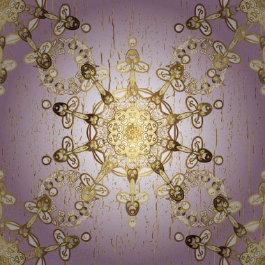 Noel altın kar tanesi kusursuz desen. Sembol bayramı, yeni yıl kutlamaları, altın desenler. Kış kar dokusu duvar kağıdı. Tarafsız ve bej renklerde altın kar taneleri.