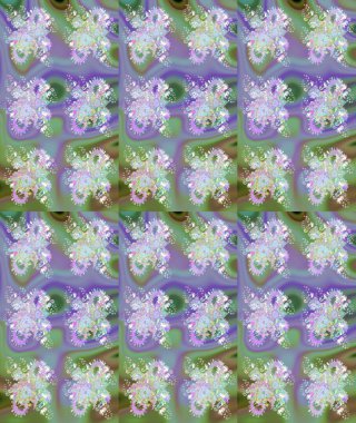 Tarafsız ve yeşil renkli çiçekler suluboya stilinde. Raster illüstrasyonunda çiçek deseni çizimi.