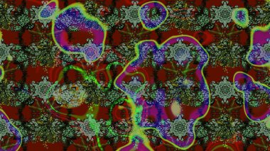 Raster düz çiçek çizim deseni. Yeşil ve kırmızı renkte çiçekler. Tasarım hediye paketi, tebrik kartları, posterler ve afiş tasarımı.