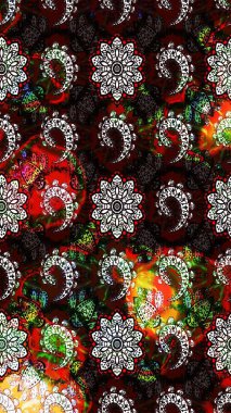 Raster illüstrasyonu. Siyah ve kahverengi renkte çiçekler. Robot resim. Şirin çiçek elementleri..