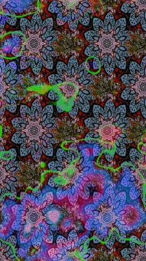 Motley illüstrasyonu. Küçük renkli çiçekler. Çiçekli yaz çiçekleri. Robot resim. Moda baskıları için zarif bir şablon. Küçük çiçekte şirin desenler.