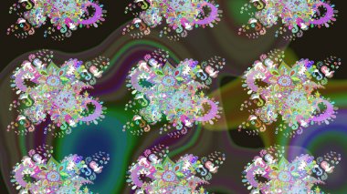 Çiçek desenli eskiz. Yeşil renkli çiçekler. Tişört baskısı için çiçek boyama rasteriName.