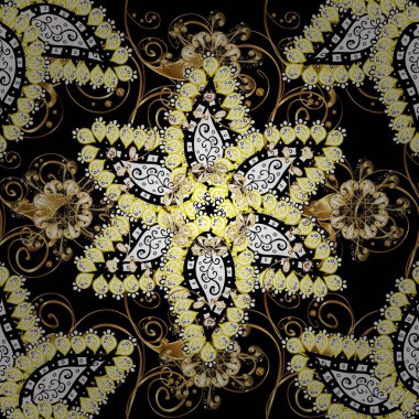 Kusursuz altın desen. Raster oryantal süs. Altın desenli hoş renkler ve altın elementler.