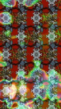 Kahverengi ve yeşil renkli çiçekler. Çiçekli karalama şeklinde Raster çiçek deseni. Nazik, narin çiçek arkaplanı.