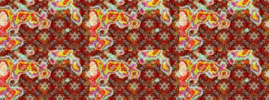 Düz Çiçek Elementleri Tasarımı. Renkli Bahar Teması eskiz kalıbı. Süslü kumaş deseni. Raster illüstrasyonunda çiçek deseni çizimi.