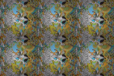 Kızılderili desenli desenli desenli şal deseni. Tekstil, tebrik kartı, boyama kitabı, telefon kılıfı baskısı için kullanılabilir. Raster Henna dövme stili. Etnik Mandala süsü.