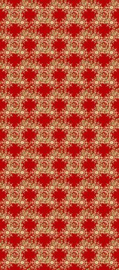 Doğu tarzı arabesk. Bej rengi kusursuz, altın elementli kırmızı renkler. Hassas altın deseni açın. Parlak dantel, stilize çiçekler, şal desenli. Raster. Kusursuz altın dokular bukleler