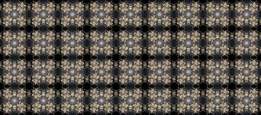 Raster geometrik arka plan. Altın desenli gri, bej ve kahverengi renklerde altın çiçekli elementler. Altın rengi, kusursuz çizim. Senin tasarımın için, duvar kağıdı..