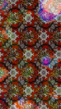 3D çiçekler, eskiz. Raster illüstrasyonu. Gri ve kahverengi renklerde.