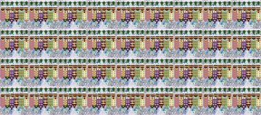 Kartpostallar, duvar kağıtları ya da tatil tasarımı için dekoratif, pürüzsüz desen. Şenlikli konfeti geçmişi olan eski Avrupa konak evlerinin renkli bir çizimi.