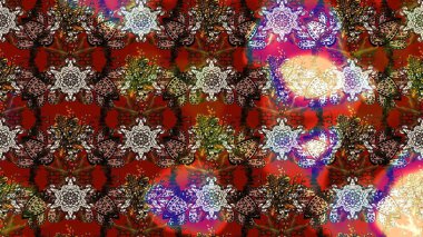 Çiçekli karalama şeklinde Raster çiçek deseni. Kahverengi ve kırmızı renkte çiçekler. Nazik, narin çiçek arkaplanı.