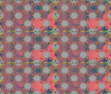 Eski usul. Kumaş, tekstil, duvar kağıdı baskısı için. Raster illüstrasyonu. Tomurcukları papatya çiçekleri olan sevimli bir çiçek deseni. Miles Fleur, süslü püslü bir süs. Kusursuz arkaplan.