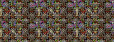 Raster suluboya çiçek deseni, narin çiçekler, gri çiçekler, tebrik kartı şablonu. Güzel kumaş deseni.