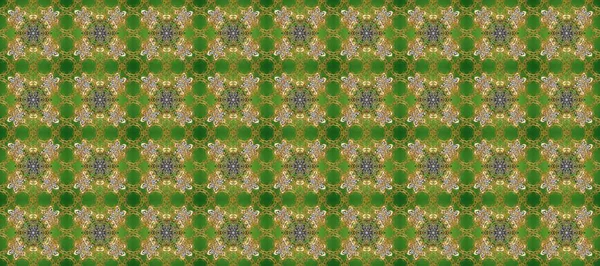 Süslü raster dekorasyonu. Barok tarzında duvar kağıdı tasarımı için kusursuz damaske deseni arkaplanı. Altın desenli yeşil, kahverengi ve bej rengi altın elementlerle.