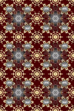 Kahverengi, gri ve kırmızı renklerde altın desenli altın elementler. Kusursuz klasik raster altın desenli. Geleneksel oryantasyon süsü. Klasik vintage arkaplan.