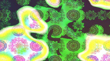 Düz Çiçek Elementleri Tasarımı. Renkli Bahar Teması eskiz kalıbı. Güzel çiçek deseni. Yeşil ve kahverengi renkte çiçekler.