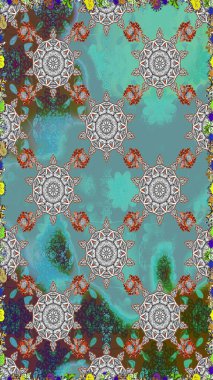 Renkli Bahar Temalı Kusursuz Arkaplan. Düz Çiçek Elementleri Tasarımı. Çiçekli, kusursuz bir arkaplan. Çocuk stili.