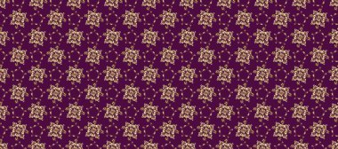 Klasik barok çiçek desenleri bej, kahverengi ve mor üzerine altın rengi. Bej, kahverengi ve mor renklerde altın element. Süslü raster dekorasyonu. Lüks, kraliyet ve Viktorya dönemi konsepti.