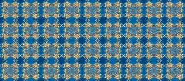 Kusursuz ortaçağ çiçek deseni. Raster illüstrasyonu. Altın maviye, gri ve bej renklere. Doğum günü kartı, davetiye ya da afiş için iyidir. Dekoratif simetri arabesk.